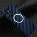 For Samsung Galaxy S22 Ultra 5G Carbon Fiber Texture MagSafe Magnetic Phone Case(Blue)