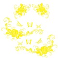 2 PCS/Set D-72 Butterfly Love Flower Pattern Car Modified Decorative Sticker(Yellow)