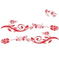 2 PCS/Set D-251 Butterfly Love Flowers Pattern Car Decorative Sticker(Red)