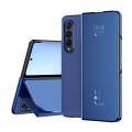 For Samsung Galaxy Z Fold4 Double Electroplating Flip Mirror Shockproof Phone Case(Blue)