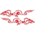 2 PCS/Set D-418 Dragon Totem Tribe Pattern Car Modified Decorative Sticker(Red)