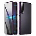 For Sony Xperia 1 IV HD Magnetic Metal Tempered Glass Phone Case(Purple)