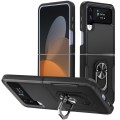 For Samsung Galaxy Z Flip4 Pioneer Armor PC + TPU Phone Case with Holder(Black)