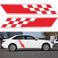 2 PCS/Set D-962 Checkered Flag Pattern Car Modified Decorative Sticker(Red)