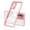 For Samsung Galaxy A52 5G / 4G 3 in 1 Clear TPU Color PC Frame Phone Case(Pink)