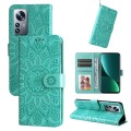 For Xiaomi 12 Pro Embossed Sunflower Leather Phone Case(Green)