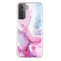 For Samsung Galaxy S21 FE 5G IMD Marble Pattern TPU Phone Case(Pink Blue)