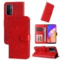 For OPPO A74 5G / A54 5G Embossed Sunflower Leather Phone Case(Red)