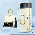 For Samsung Galaxy Z Flip4 GKK Airbag Protective Phone Case with Ring & Pen(Transparent)