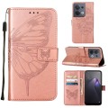 For OPPO Reno8 Embossed Butterfly Flip Leather Phone Case(Rose Gold)