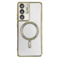 For Samsung Galaxy S22 Ultra 5G Electroplated Frame MagSafe Magnetic Phone Case(Gold)