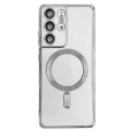 For Samsung Galaxy S22 Ultra 5G Electroplated Frame MagSafe Magnetic Phone Case(Silver)