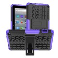 For Amazon Kindle Fire 7 2022 Tire Texture TPU + PC Tablet Case with Holder(Purple)