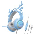 SOYTO SY-G25 Antlers RGB HD Microphone 3D Space Sound Wired Gaming Headset(Blue)