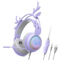 SOYTO SY-G25 Antlers RGB HD Microphone 3D Space Sound Wired Gaming Headset(Purple)