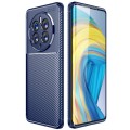 For Huawei Mate 50 Pro Carbon Fiber Texture Shockproof TPU Phone Case(Blue)