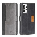 For Samsung Galaxy A73 5G Contrast Color Side Buckle Leather Phone Case(Black+Grey)