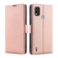 For Nokia C21 Plus Ultra-thin Voltage Side Buckle Horizontal Flip Leather Phone Case(Rose Gold)