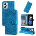 For Xiaomi Redmi Note 11T Pro/Poco X4 GT Embossed Sunflower Leather Phone Case(Blue)