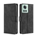 For OnePlus Ace/10R Skin Feel Crocodile Magnetic Clasp Leather Phone Case(Black)