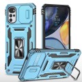 For Motorola Moto G22 Armor PC + TPU Camera Shield Phone Case(Light Blue)