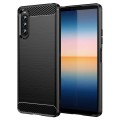 For Sony Xperia 10 IV Brushed Texture Carbon Fiber TPU Phone Case(Black)