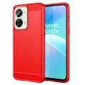 For OnePlus Nord 2T Brushed Texture Carbon Fiber TPU Phone Case(Red)