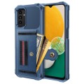 For Samsung Galaxy A12 ZM06 Card Bag TPU + Leather Phone Case(Blue)