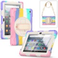 For Amazon Kindle Fire 7 2022 Hard PC Soft Silicone Full Body Tablet Case(Colorful Pink)