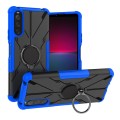 For Sony Xperia 10 IV Armor Bear Shockproof PC + TPU Phone Case with Ring(Blue)
