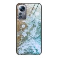 For Xiaomi 12 Pro Marble Pattern Glass Protective Phone Case(Beach)