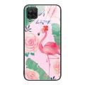 For Samsung Galaxy A12 Colorful Painted Glass Phone Case(Flamingo)