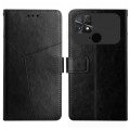 For Xiaomi Poco C40 HT01 Y-shaped Pattern Flip Leather Phone Case(Black)