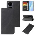 For Huawei P50 Calf Texture Magnetic Flip Leather Phone Case(Black)