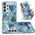 For Samsung Galaxy A32 4G Electroplated Marble Pattern TPU Phone Case(Blue and Green)