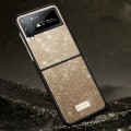 For Samsung Galaxy Z Flip4 SULADA Shockproof TPU + Handmade Leather Phone Case(Gold)