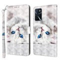 For OPPO A16 / A16s / A54s 3D Painted Leather Phone Case(Reflection White Cat)