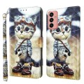 For Samsung Galaxy M13 4G / A23 / M23 5G 3D Painted Leather Phone Case(Naughty Cat)