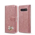 For Samsung Galaxy S10 Glitter Powder Love Leather Phone Case(Pink)