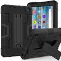 For Amazon Kindle Fire 7 2022 Contrast Color Kickstand Silicone Hard PC Tablet Case(Black)