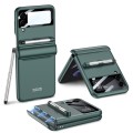 For Samsung Galaxy Z Flip4 GKK Magnetic Full Coverage Phone Flip Case with Pen(Forest Green)