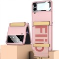 For Samsung Galaxy Z Flip4 GKK Ultra-thin Full Coverage Phone Flip Case with Wristband(Pink)