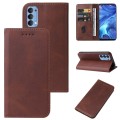 For OPPO Reno4 Magnetic Closure Leather Phone Case(Brown)