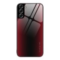 For Samsung Galaxy S22+ 5G Texture Gradient Glass TPU Phone Case(Red)