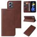 For Xiaomi Redmi Note 11T Pro+ Magnetic Closure Leather Phone Case(Brown)