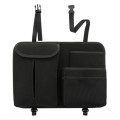 Car Seat Back Hanging Bag Sheepskin Leather Storage Bag With Hook(Black)