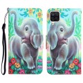For Samsung Galaxy A12 Colored Drawing Leather Phone Case(Elephant)