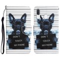 For Samsung Galaxy A20 / A30 Colored Drawing Leather Phone Case(Black Dog)
