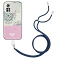 For Xiaomi Poco X4 Pro 5G Bronzing Butterfly Flower TPU Phone Case with Lanyard(Peacock Flower)