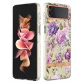 For Samsung Galaxy Z Flip4 Flowers and Plants Series IMD TPU Phone Case(Purple Peony)
